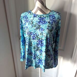 Colorful Floral Print Relaxed Long Sleeve Tee